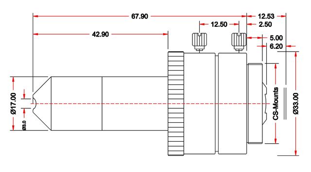 2.8mm CS-Mount Pinhole Fixed Focal Length Lens