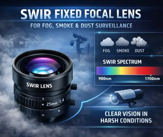 SWIR Fixed Focal Length Lens for Fog, Smoke &Dust Surveillance
