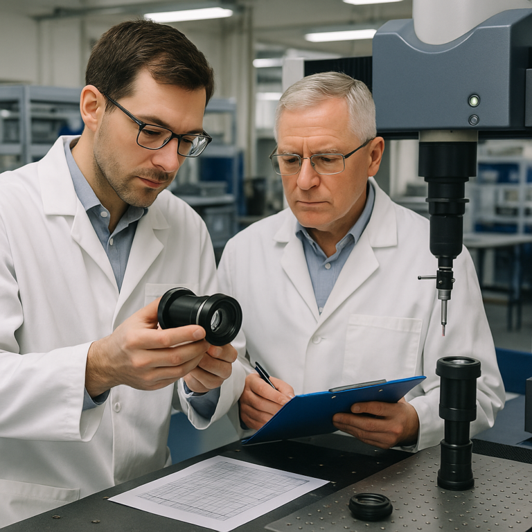 OEM team auditing a Custom Lens Manufacturer