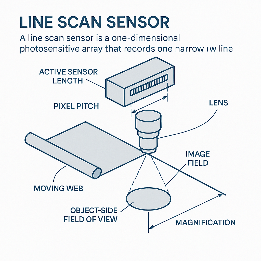 Line Scan Sensor, lens image circle and field-of-view diagram