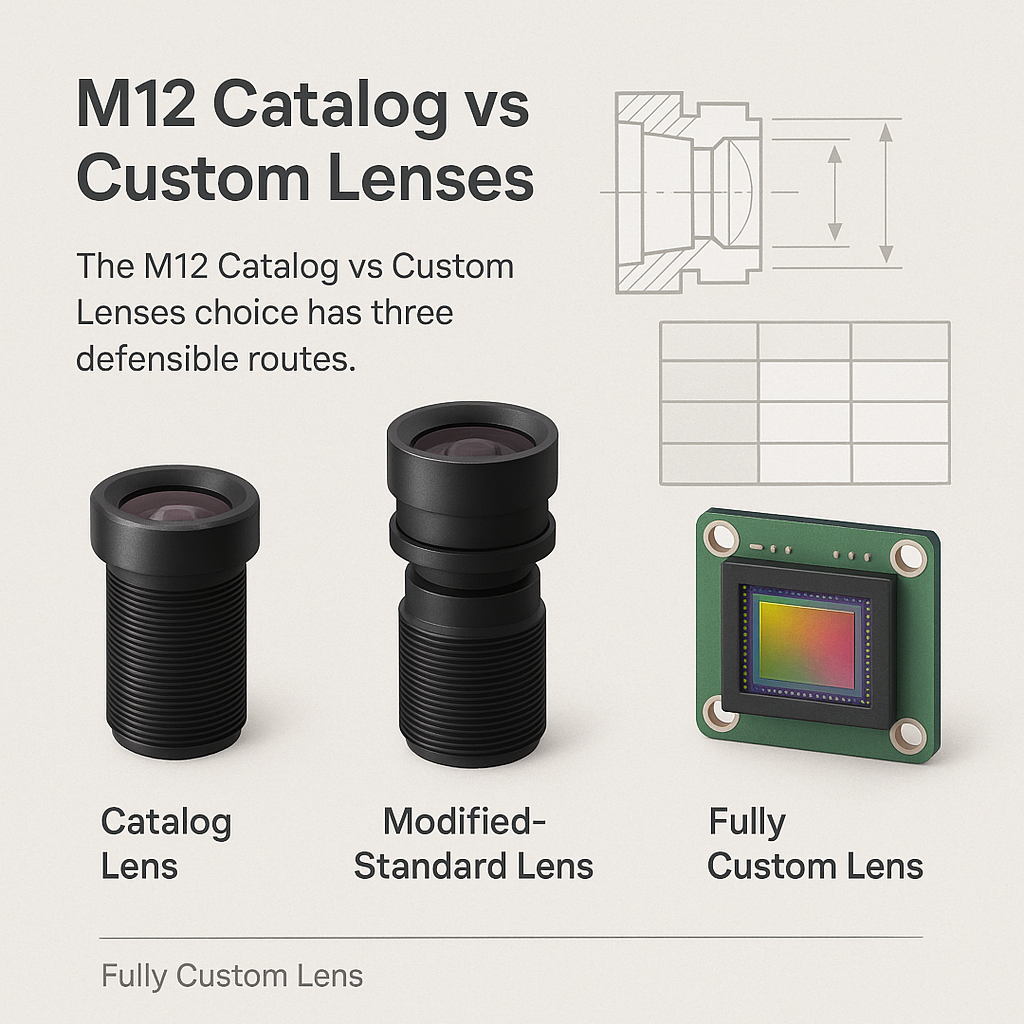 M12 Catalog vs Custom Lenses comparison for an OEM camera