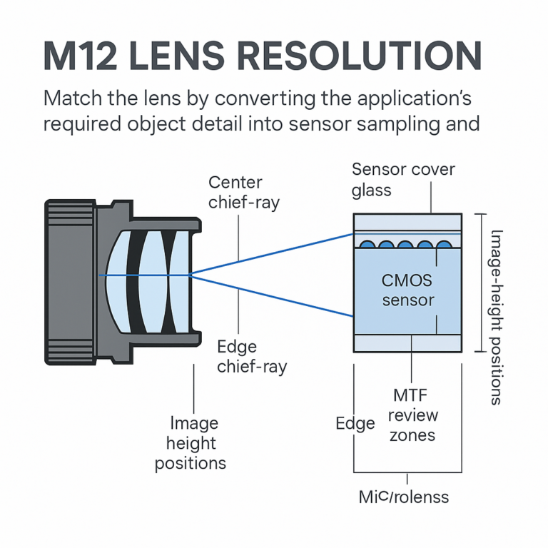 M12 Lens Resolution and chief-ray-angle sensor matching diagram