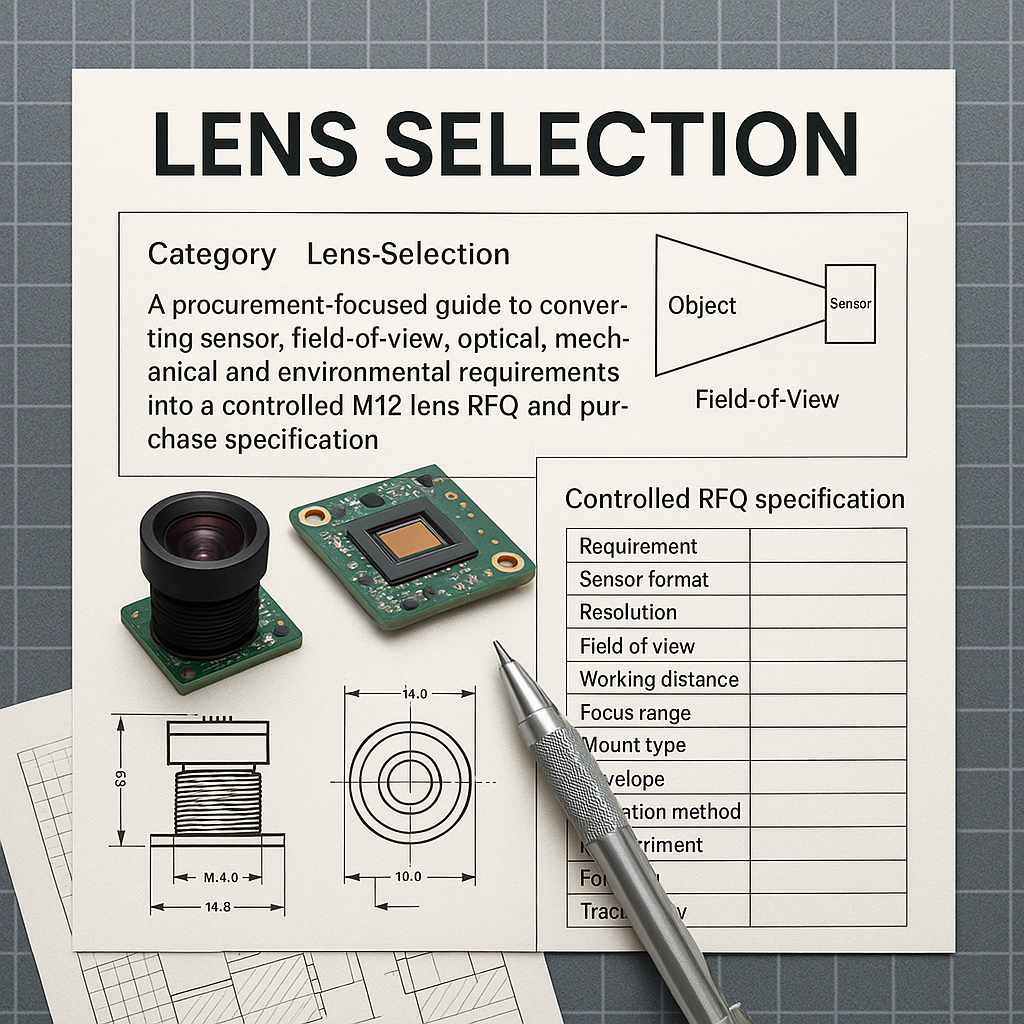 M12 Lens Selection review with camera sensor and RFQ drawings