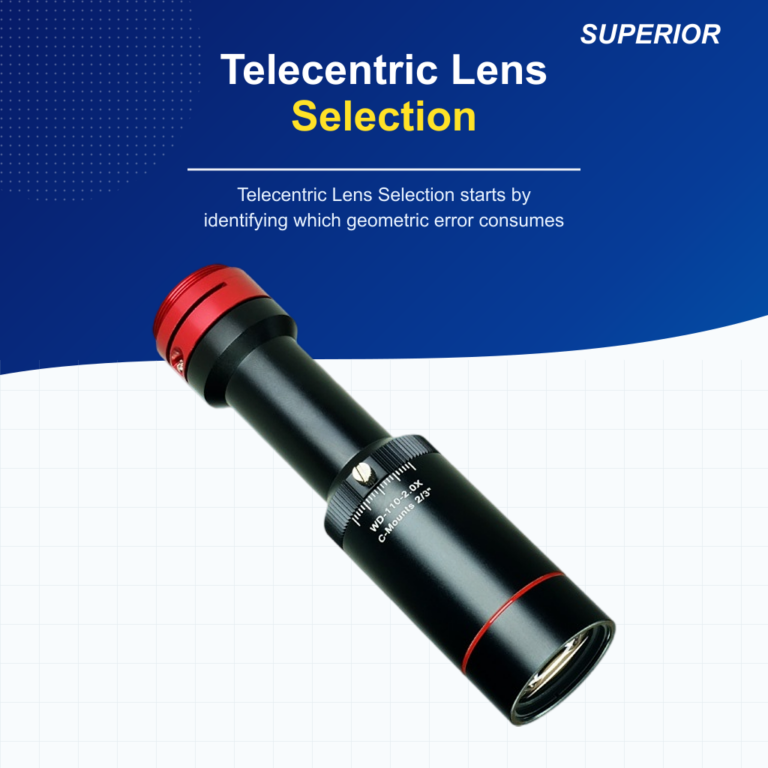 Telecentric Lens Selection diagram for an industrial dimensional metrology system